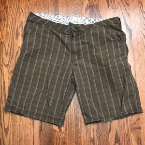 OP Mens Shorts Brown Plaid 40 Cotton Board Surf Swim Trunks Striped